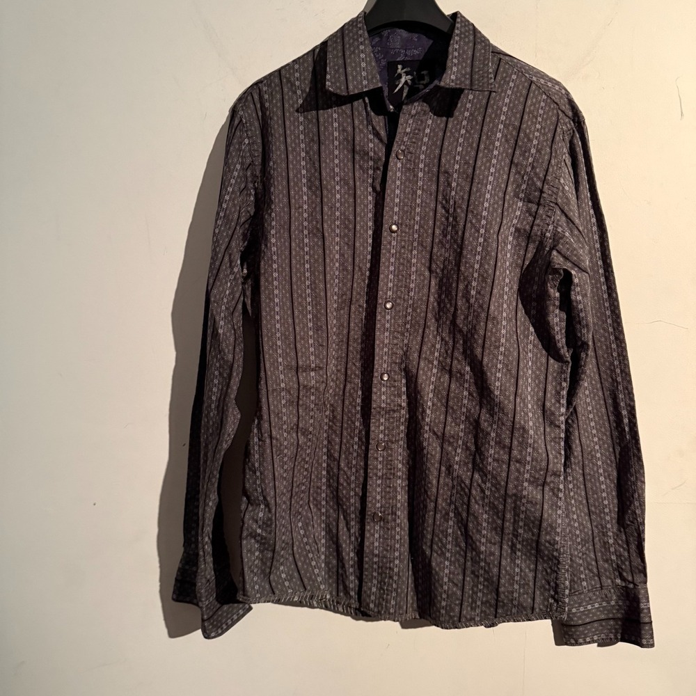 Age of wisdom mens small pearl snap button down western striped 100% cotton‎